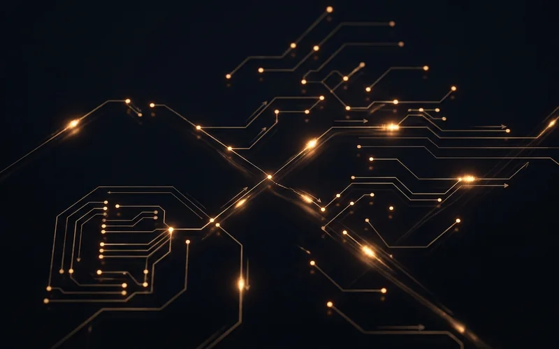 Abstract visualisation of signal flow and data routing nodes